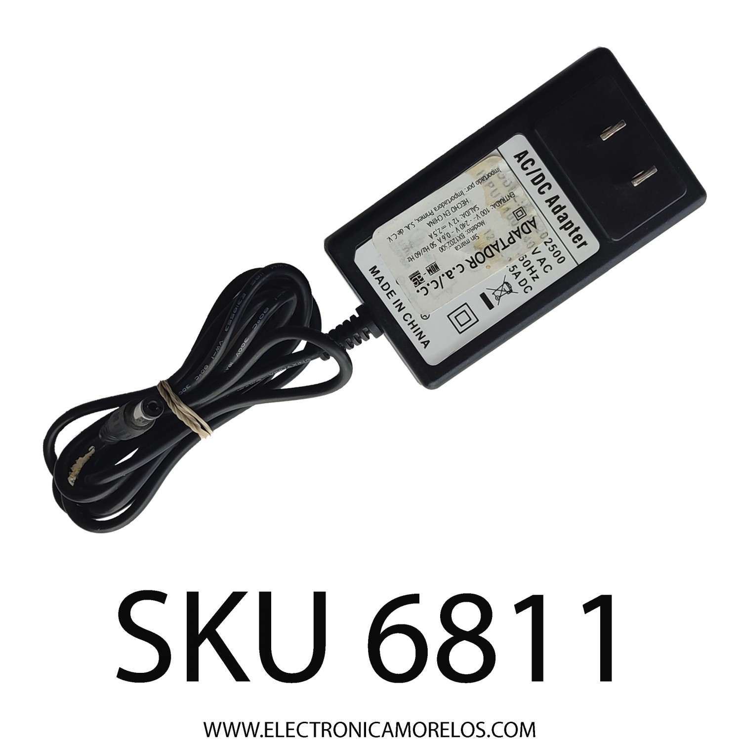ADAPTADOR AC / NUMERO DE PARTE BX1202500 / 12VCD - 2.5A	